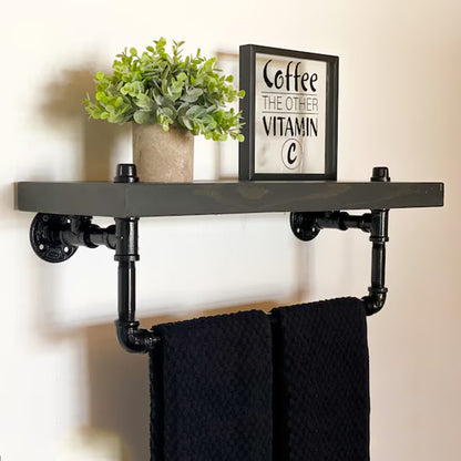 Industrial Wall Shelves with Towel Holder